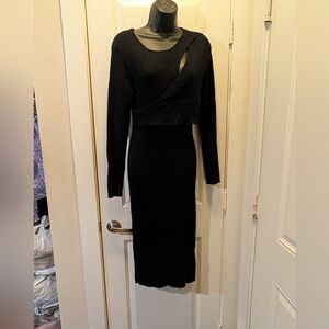 Olive & Oak Black Ribbed Knit Sweater Dress
